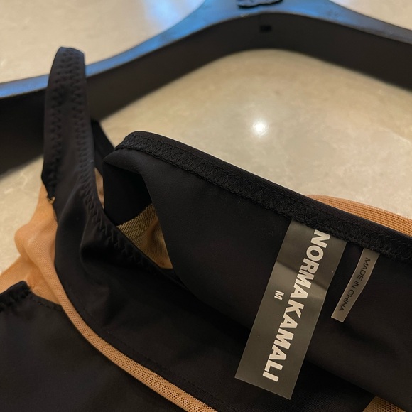 Norma Kamali Snake Mesh One Shoulder In Black / Nude Bikini Top Size M - Picture 9 of 12